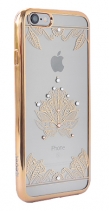 Чехол со стразами Swarovski для iPhone 6s iSecret силиконовый (Золотой цветок)