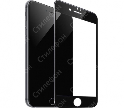 Стекло защитное 3D с силиконовыми краями для iPhone 8 Plus (Чёрное)