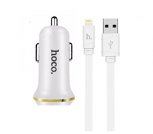 Автомобильная зарядка для iPhone Hoco Z1 2 USB Lightning Charging Kit (Белая)