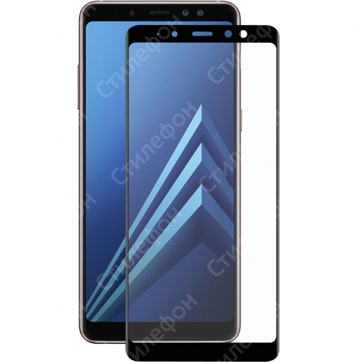 Защитное стекло для Samsung Galaxy A8 Plus 2018 на полный экран Full Screen (Чёрное)