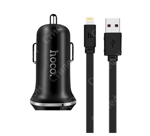 Автомобильная зарядка для iPhone Hoco Z1 2 USB Lightning Charging Kit (Черная)