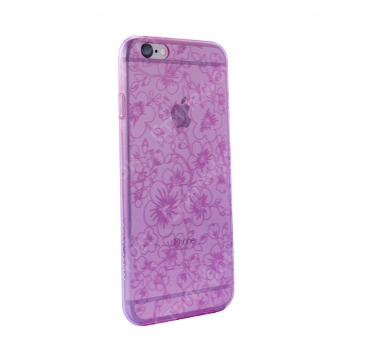 Чехол с цветочками силиконовый для iPhone 6s Joyroom (Прозрачный розовый)