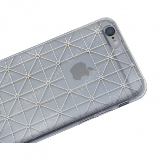 Чехол со стразами Swarovski для iPhone 6s силиконовый (Квадратики)