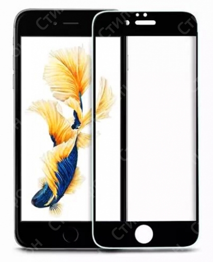 Защитное стекло 3D 0.33мм 360º для iPhone 6S Plus с силиконом на весь экран (Чёрное)