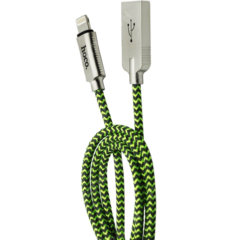 Плетеный Кабель HOCO U10 Lightning Zinc Alloy Reflective Charging Cable (Ярко зеленый)