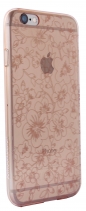 Чехол с цветочками силиконовый для iPhone 6s Plus Joyroom (Прозрачный золотой)