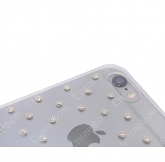 Чехол со стразами Swarovski для iPhone 6s силиконовый (Горошек)