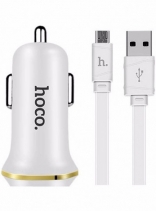 Автомобильная зарядка для Hoco Z1 2 USB Micro USB Charging Kit (Белая)