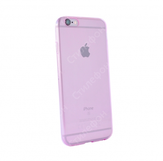 Чехол силиконовый для iPhone 6 / 6S тонкий (Прозрачный розовый)