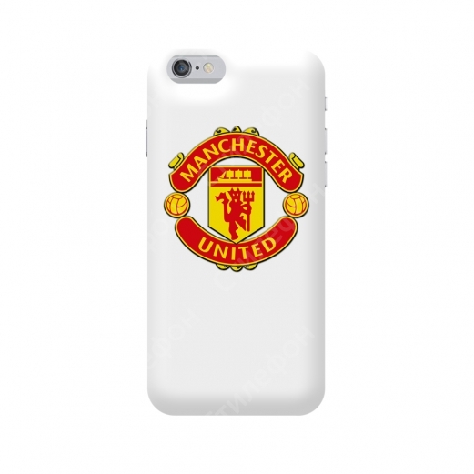 Чехол для iPhone 5s / 6s / 6s+ / 7 / 7+ / 8 / 8+ / Xs / 11 / Pro / Max (Манчестер Юнайтед - белый фон)