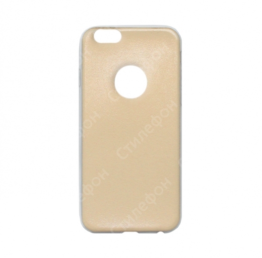Силиконовый кожаный чехол для iPhone 6s тонкий (Золотой)
