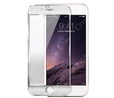 Защитное стекло с алюминиевой рамкой для iPhone 6s Plus (Серебряное)