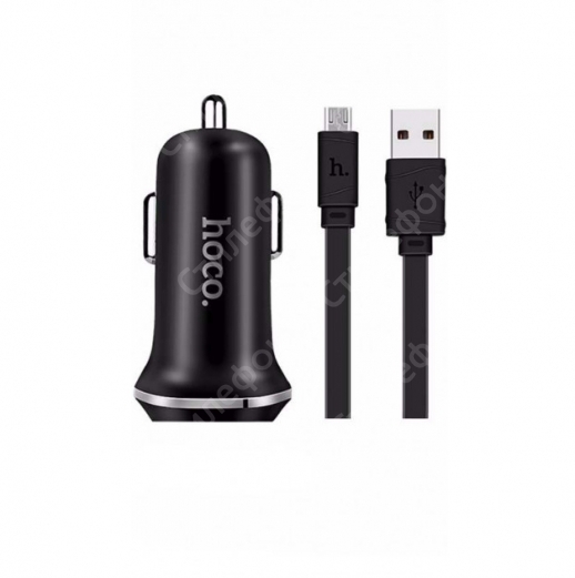 Автомобильная зарядка для Hoco Z1 2 USB Micro USB Charging Kit (Черная)