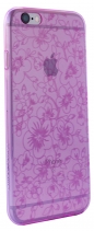 Чехол с цветочками силиконовый для iPhone 6s Plus Joyroom (Прозрачный розовый)