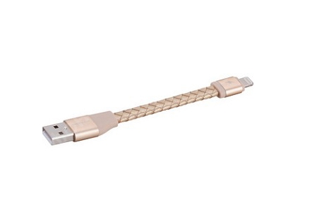 Кабель USB Lightning Momax Elite Link Pro 11cm MFI DL1 Натуральная Кожа (Золотой)