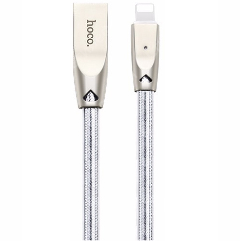 Кабель Hoco U9 Zinc Alloy Jelly Knitted Lightning Charging Cable 1.2m (Серебро)