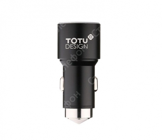Автомобильная зарядка 12V 2 USB Totu Design Спасательный Молот (Черная)