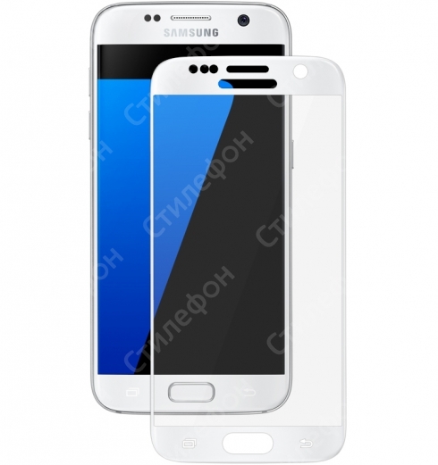 Защитное стекло 3D на весь экран для Samsung Galaxy S7 (Белое)