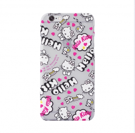 Чехол светящийся для iPhone 6s Hello Kitty (Розовые сердечки)