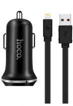 Автомобильная зарядка для iPhone Hoco Z1 2 USB Lightning Charging Kit (Черная)