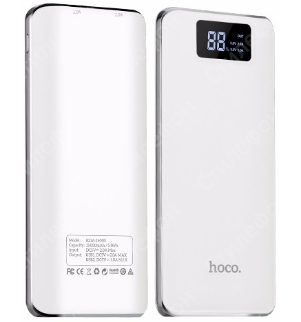 Внешний Аккумулятор Hoco B23A 15000 mAh Flowed Power Bank (Белый)