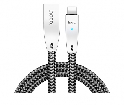 Плетеный Кабель с Автоотключением Hoco U11 Zinc Alloy Lightning Cable Для Apple (Черный)