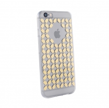 Чехол со стразами Swarovski для iPhone 6s силиконовый (Золотые лепестки)