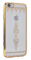 Чехол со стразами Swarovski для iPhone 6s пластиковый (Узор пиковый золотой)