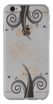 Чехол со стразами для iPhone 6s силиконовый (Золотой цветок)