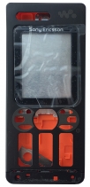 Корпус для Sony Ericsson W880i (Чёрно - оранжевый)