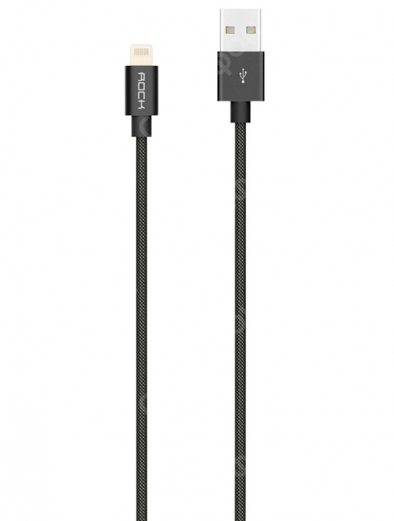 Кабель USB Rock Metal Charge & Sync Round Cable 100cm Lightning (Черный)