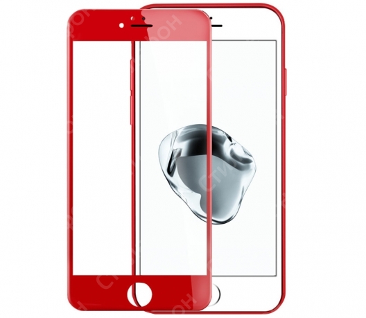 Защитное стекло 3D 0.2мм на весь экран для iPhone 7 Plus (Красное)