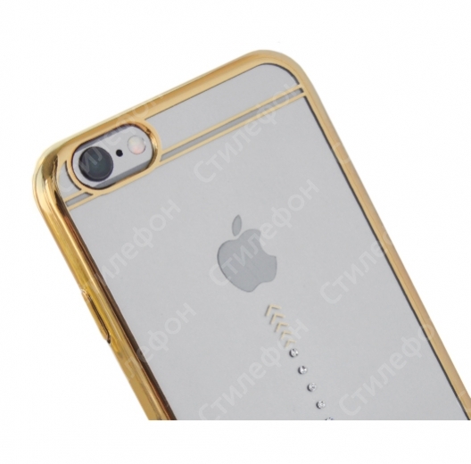 Чехол со стразами Swarovski iSecret для iPhone 6s силиконовый (Золотая корона)