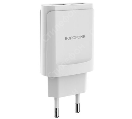 Сетевое Зарядное Устройство Borofone BA8A 2 USB 2.1A (Белое)