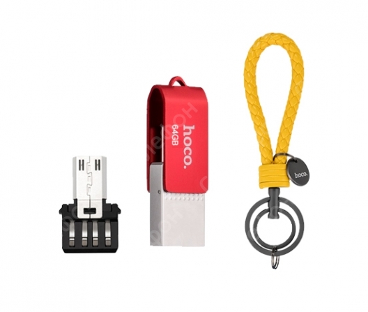 Внешний флеш накопитель Hoco UD3 U Key Type C / Micro USB Flash Disk 64GB (Красный)