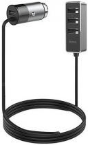 Авто Зарядка Hoco Z17B Sure 4 USB Port Car Charger With 1.5M Extender (Серебряная)